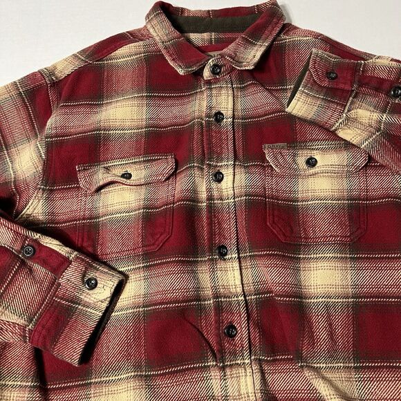 Orvis Mens Shirt Jacket Red Heavy Flannel Plaid Shacket Pockets Size XXL - Picture 1 of 13